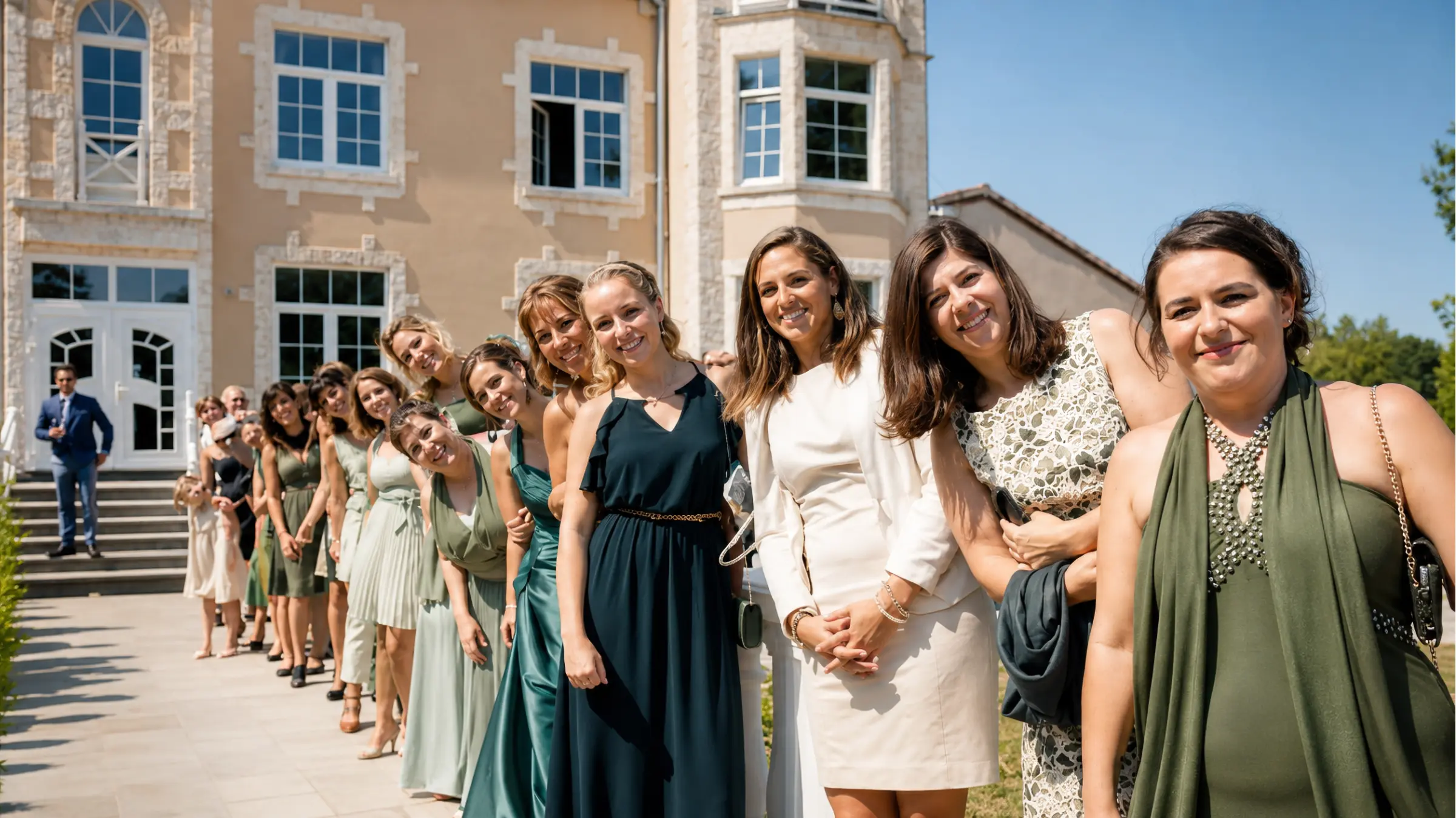 Arrivée des invités pour une réception de mariage